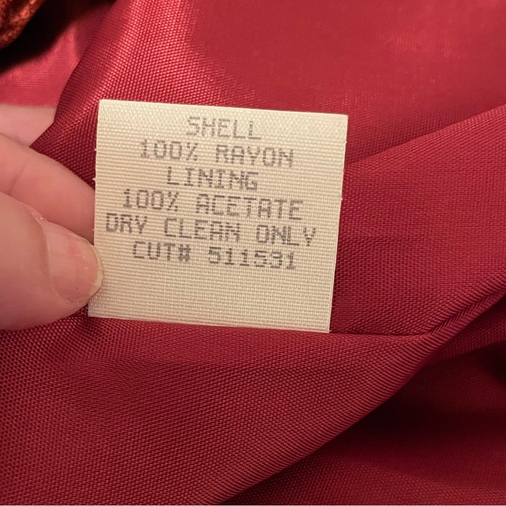 Hugo Buscati Collection Burgundy Velour One Button Blazer Size 10 - Picture 5 of 5